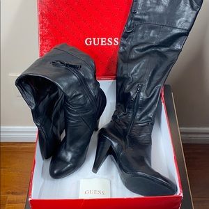 Leather over-the-knee boots by Guess